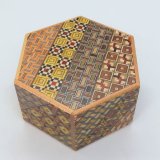 6 steps Hexagon Yosegi Japanese puzzle box Himitsu-bako