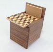 Photo7: Drawer 4 steps Checkered pattern Cube 2 sun Japanese puzzle box Himitsu-bako (7)