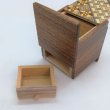 Photo7: Drawer 4 steps Yosegi/ Walnut wood Cube 2 sun Japanese puzzle box Himitsu-bako (7)