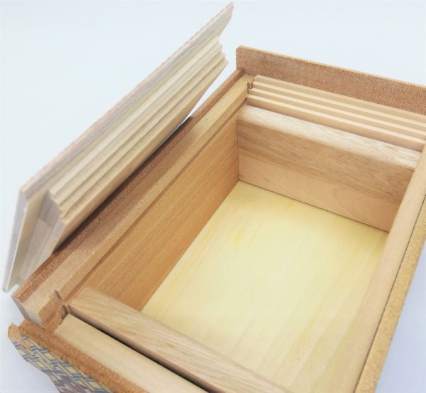 Photo11: 36 steps Yosegi 5 sun Japanese puzzle box Himitsu-bako (11)