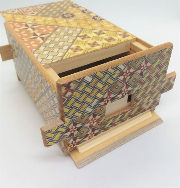 Photo9: 36 steps Yosegi 5 sun Japanese puzzle box Himitsu-bako (9)