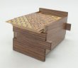 Photo5: 18 steps Yosegi/Walnut wood 3 sun Japanese puzzle box Himitsu-bako (5)