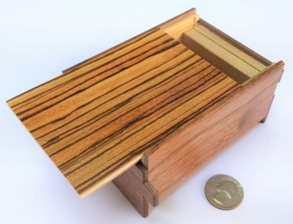 Photo2: 14 steps Natural Zebra wood 4 sun Japanese puzzle box Himitsu-bako (2)