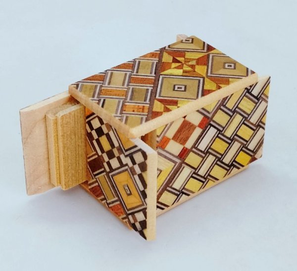 Photo6: 14 steps Yosegi Mame 1 sun Japanese puzzle box Himitsu-bako (6)