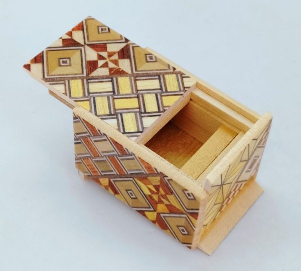 Photo4: 14 steps Yosegi Mame 1 sun Japanese puzzle box Himitsu-bako (4)