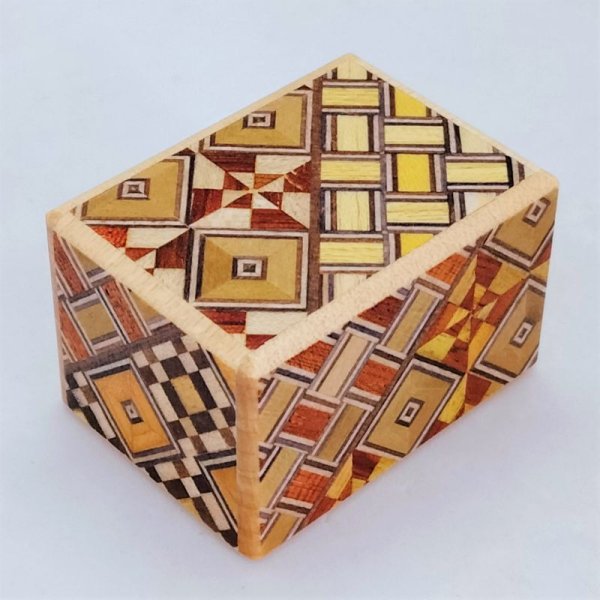 Photo2: 14 steps Yosegi Mame 1 sun Japanese puzzle box Himitsu-bako (2)