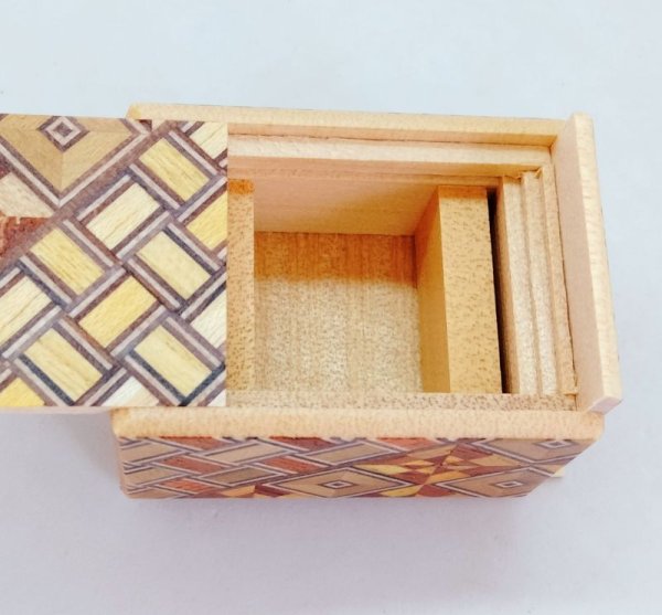 Photo3: 14 steps Yosegi Mame 1 sun Japanese puzzle box Himitsu-bako (3)