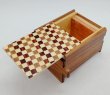 Photo2: 12 steps Ichimatsu/Walnut wood 3 sun Japanese puzzle box Himitsu-bako (2)