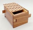 Photo7: 12 steps Ichimatsu/Walnut wood 3 sun Japanese puzzle box Himitsu-bako (7)