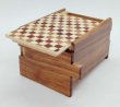 Photo6: 12 steps Ichimatsu/Walnut wood 3 sun Japanese puzzle box Himitsu-bako (6)