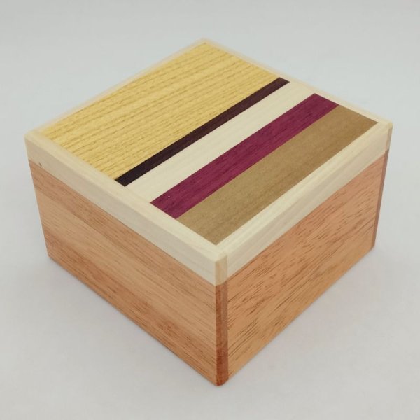 Photo1: Square 14 steps Natural wood Japanese puzzle box Himitsu-bako 23101 (1)
