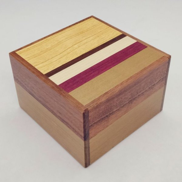 Photo1: Square 14 steps Natural wood Japanese puzzle box Himitsu-bako 23102 (1)