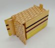 Photo5: 27 steps Natural wood/Ichimatsu 4.2 sun Japanese puzzle box Himitsu-bako (5)