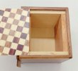 Photo6: 7 steps Ichimatsu/Walnut wood Cube 2 sun Japanese puzzle box Himitsu-bako (6)