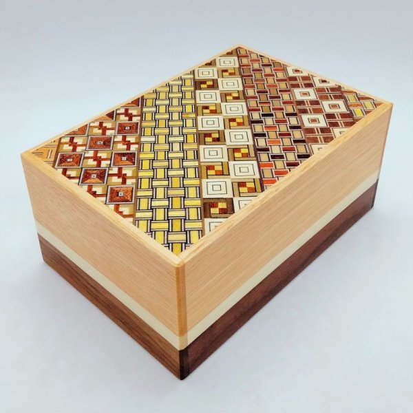 Photo1: 10 steps Drawer Yosegi/Natural wood 5 sun Japanese puzzle box Himitsu-bako  (1)