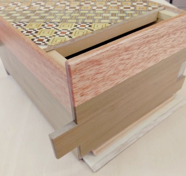 Photo8: 27 steps Yosegi/Natural wood 6 sun Japanese puzzle box Himitsu-bako (8)
