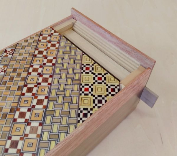 Photo6: 27 steps Yosegi/Natural wood 6 sun Japanese puzzle box Himitsu-bako (6)