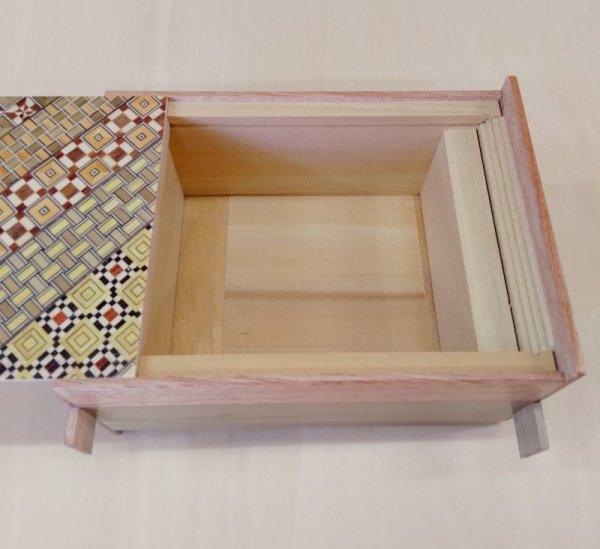Photo5: 27 steps Yosegi/Natural wood 6 sun Japanese puzzle box Himitsu-bako (5)