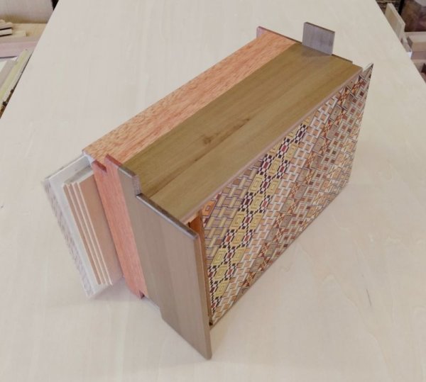 Photo4: 27 steps Yosegi/Natural wood 6 sun Japanese puzzle box Himitsu-bako (4)