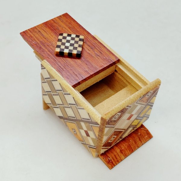 Photo3: 18 steps Solid Ichimatsu Mosaic Mame 1 sun Japanese puzzle box Himitsu-bako (3)