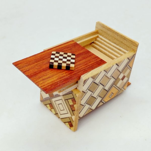 Photo6: 18 steps Solid Ichimatsu Mosaic Mame 1 sun Japanese puzzle box Himitsu-bako (6)