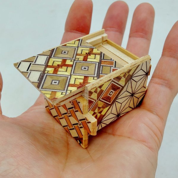 Photo2: Smallest 12 steps Yosegi 1 sun Japanese puzzle box Himitsu-bako (2)