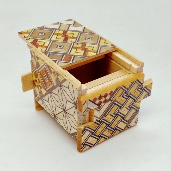 Photo3: Smallest 12 steps Yosegi 1 sun Japanese puzzle box Himitsu-bako (3)