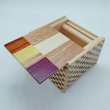 Photo2: The knock box Unique 5 steps Natural wood/Ichimatsu Square Japanese puzzle box Himitsu-bako (2)