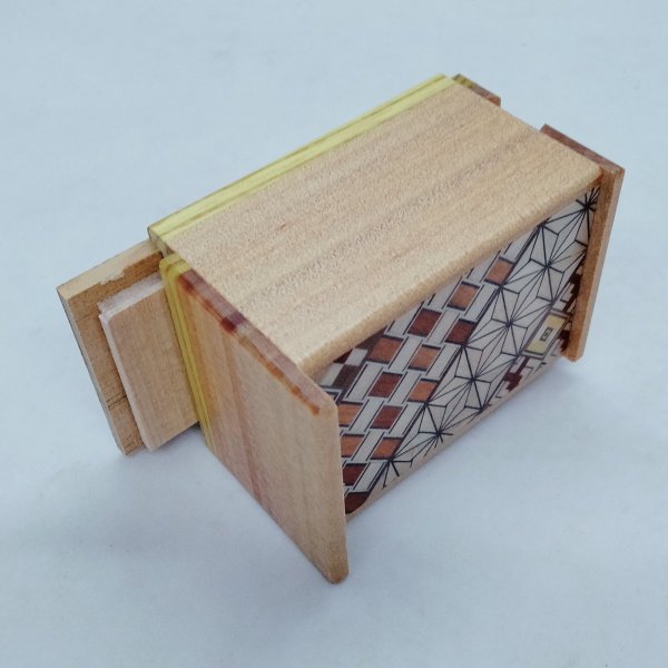 Photo5: 5 steps Yosegi/Natural wood 2.5 sun Japanese puzzle box Himitsu-bako (5)