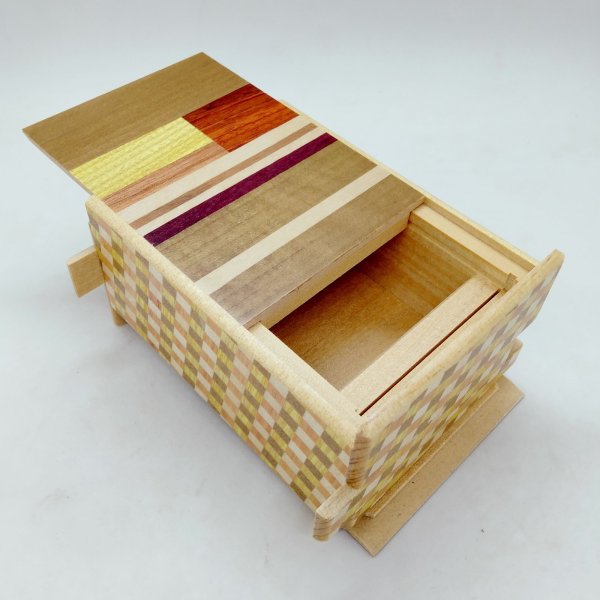 Photo3: 18 steps Creative yosegi 4 sun Japanese puzzle box Himitsu-bako 202507 (3)