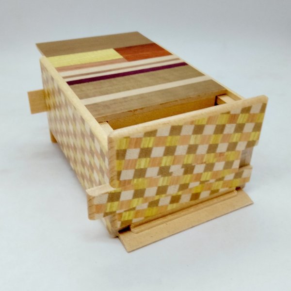 Photo6: 18 steps Creative yosegi 4 sun Japanese puzzle box Himitsu-bako 202507 (6)