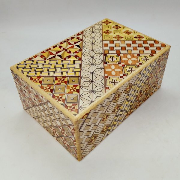 Photo1: 36 steps Yosegi 5 sun Japanese puzzle box Himitsu-bako (1)