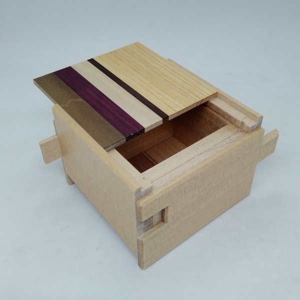 Photo5: Square 12 steps Natural wood Five types/Agathis Japanese puzzle box Himitsu-bako (5)