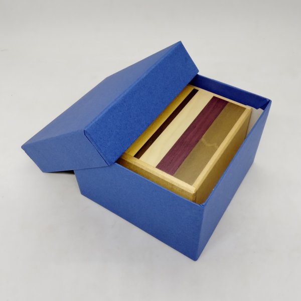 Photo7: Square 12 steps Natural wood Five types/Agathis Japanese puzzle box Himitsu-bako (7)