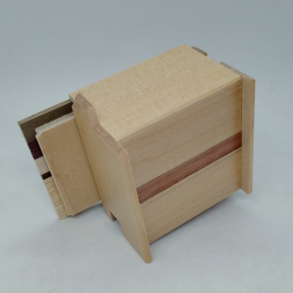 Photo4: Square 12 steps Natural wood Five types/Agathis Japanese puzzle box Himitsu-bako (4)