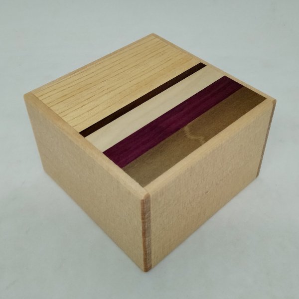 Photo1: Square 12 steps Natural wood Five types/Agathis Japanese puzzle box Himitsu-bako (1)