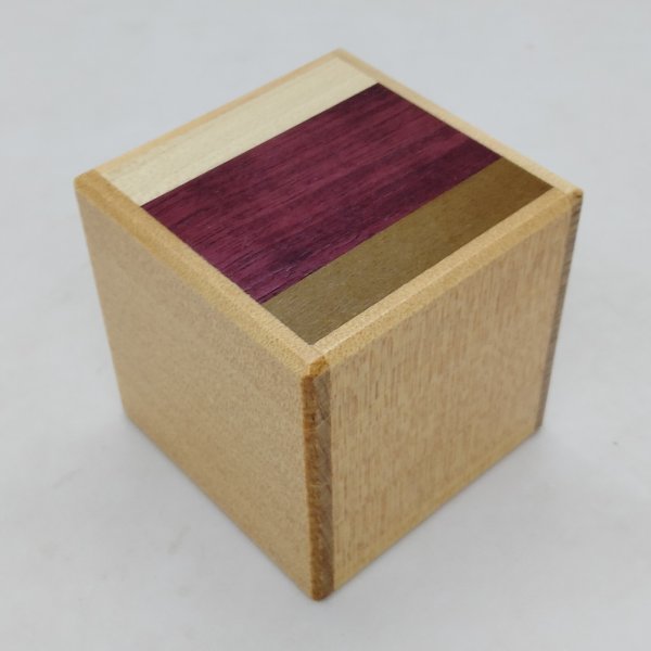 Photo1: 7 steps Cube Natural wood 2 sun Japanese puzzle box Himitsu-bako (1)