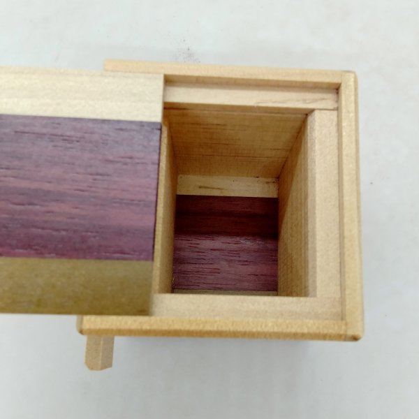 Photo3: 7 steps Cube Natural wood 2 sun Japanese puzzle box Himitsu-bako (3)