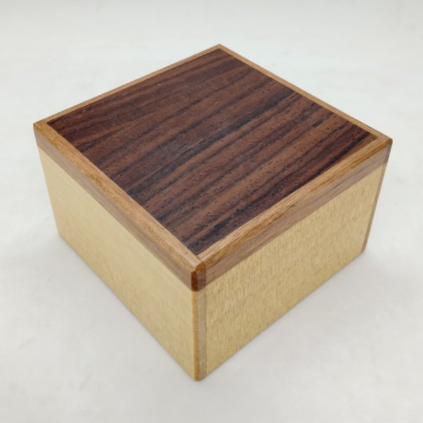 Photo1: Square 12 steps Rosewood/Agathis wood Japanese puzzle box Himitsu-bako (1)