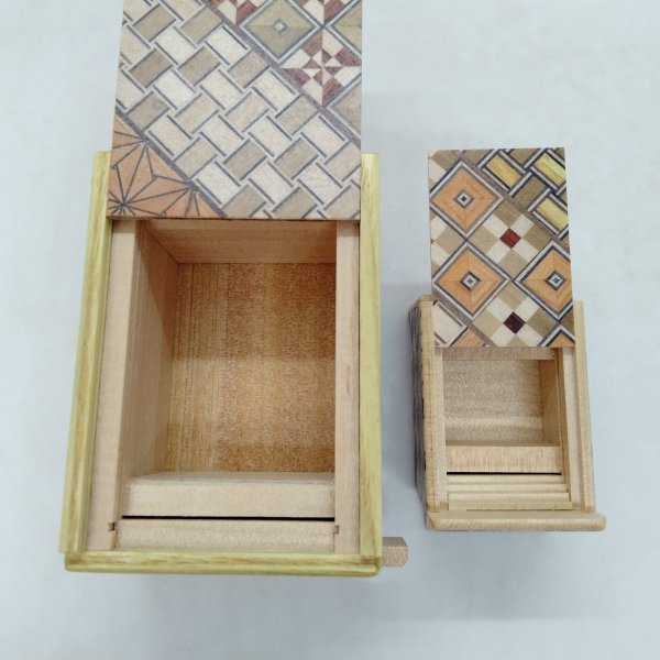 Photo4: Nested 18 steps/5 steps (Mame/2.5sun) Yosegi Japanese puzzle box Himitsu-bako (4)
