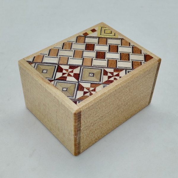 Photo1: 7 steps Yosegi/Agathis wood 2 sun Japanese puzzle box Himitsu-bako (1)