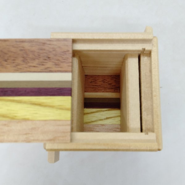 Photo3: 12 steps Cube Natural wood 2 sun Japanese puzzle box Himitsu-bako 202508 (3)
