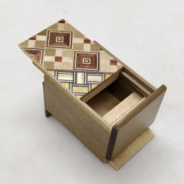 Photo3: 14 steps Yosegi/Natural wood (Ho) Mame 1 sun Japanese puzzle box Himitsu-bako (3)