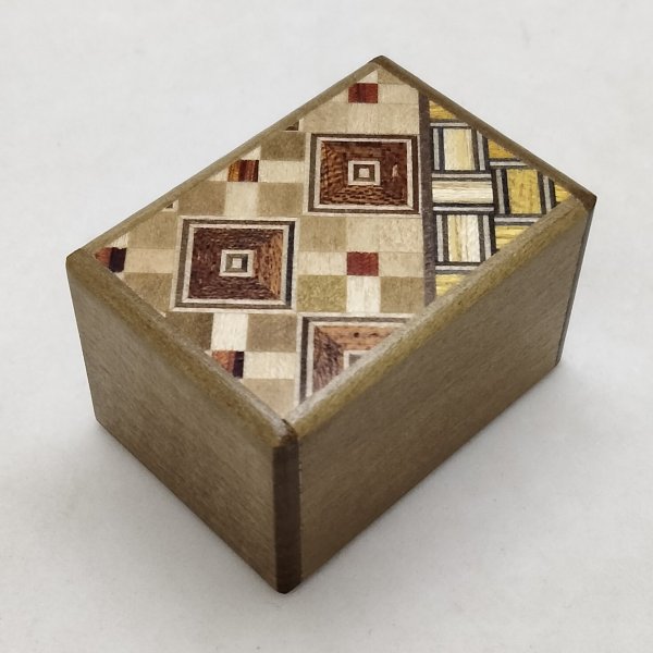 Photo2: 14 steps Yosegi/Natural wood (Ho) Mame 1 sun Japanese puzzle box Himitsu-bako (2)