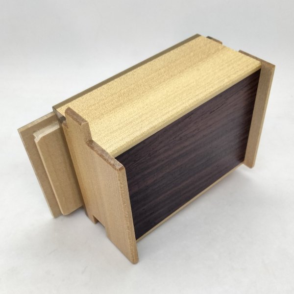 Photo4: 14 steps Rosewood/Agathis wood 4 sun Japanese puzzle box Himitsu-bako (4)