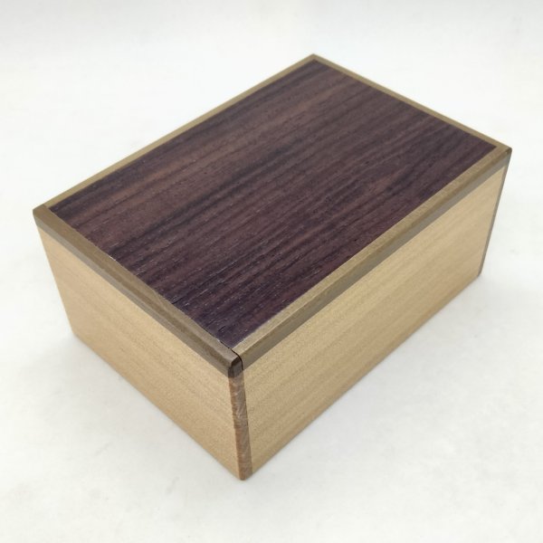 Photo1: 14 steps Rosewood/Agathis wood 4 sun Japanese puzzle box Himitsu-bako (1)