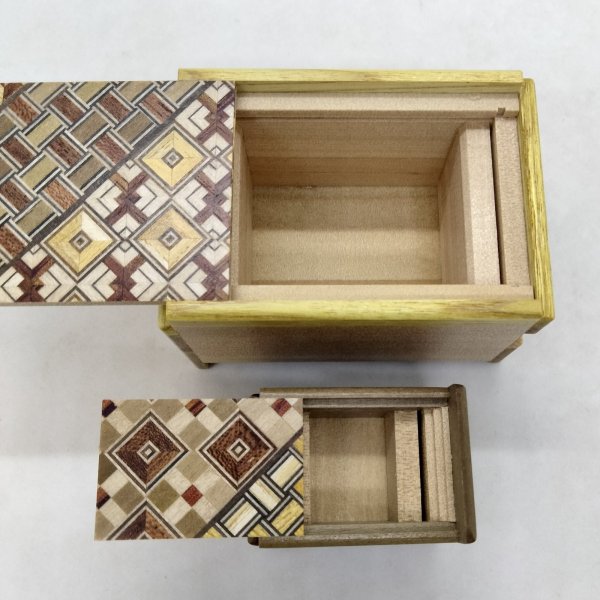 Photo3: Nested 14 steps/5 steps (Mame/2.5sun) Yosegi Japanese puzzle box Himitsu-bako (3)