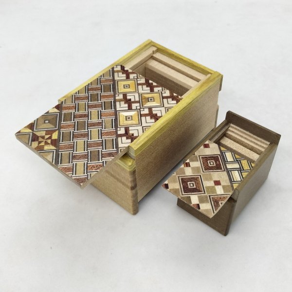 Photo4: Nested 14 steps/5 steps (Mame/2.5sun) Yosegi Japanese puzzle box Himitsu-bako (4)