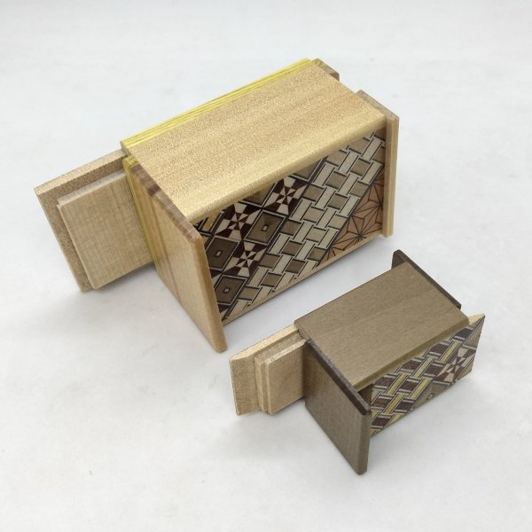 Photo5: Nested 14 steps/5 steps (Mame/2.5sun) Yosegi Japanese puzzle box Himitsu-bako (5)