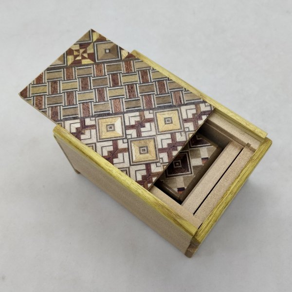 Photo6: Nested 14 steps/5 steps (Mame/2.5sun) Yosegi Japanese puzzle box Himitsu-bako (6)
